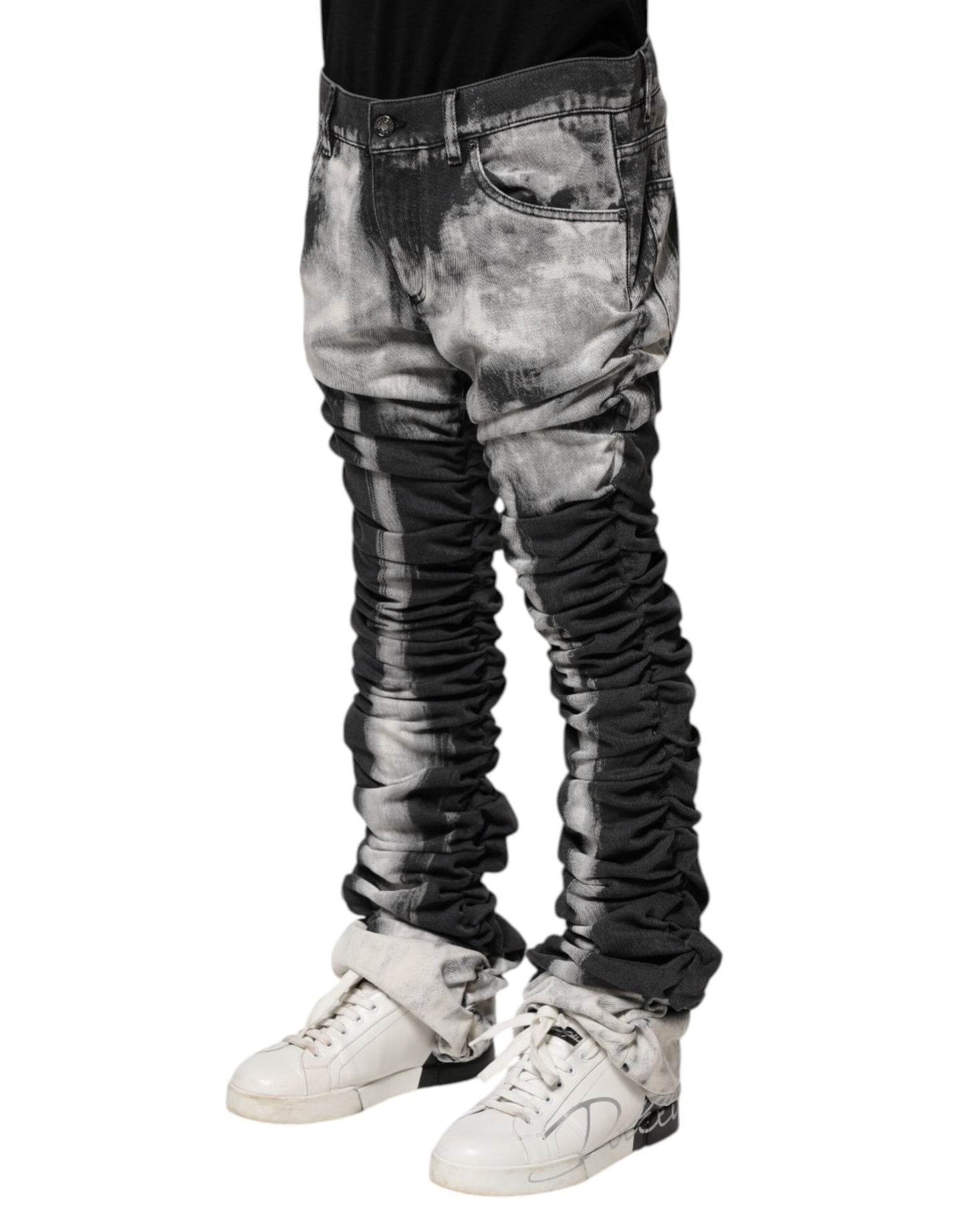 Black Tie Dye Straight Denim Jeans