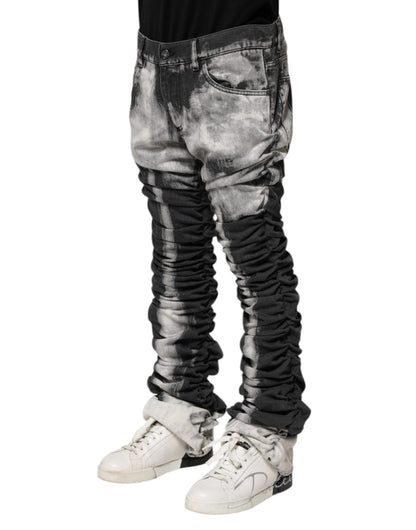 Black Tie Dye Straight Denim Jeans
