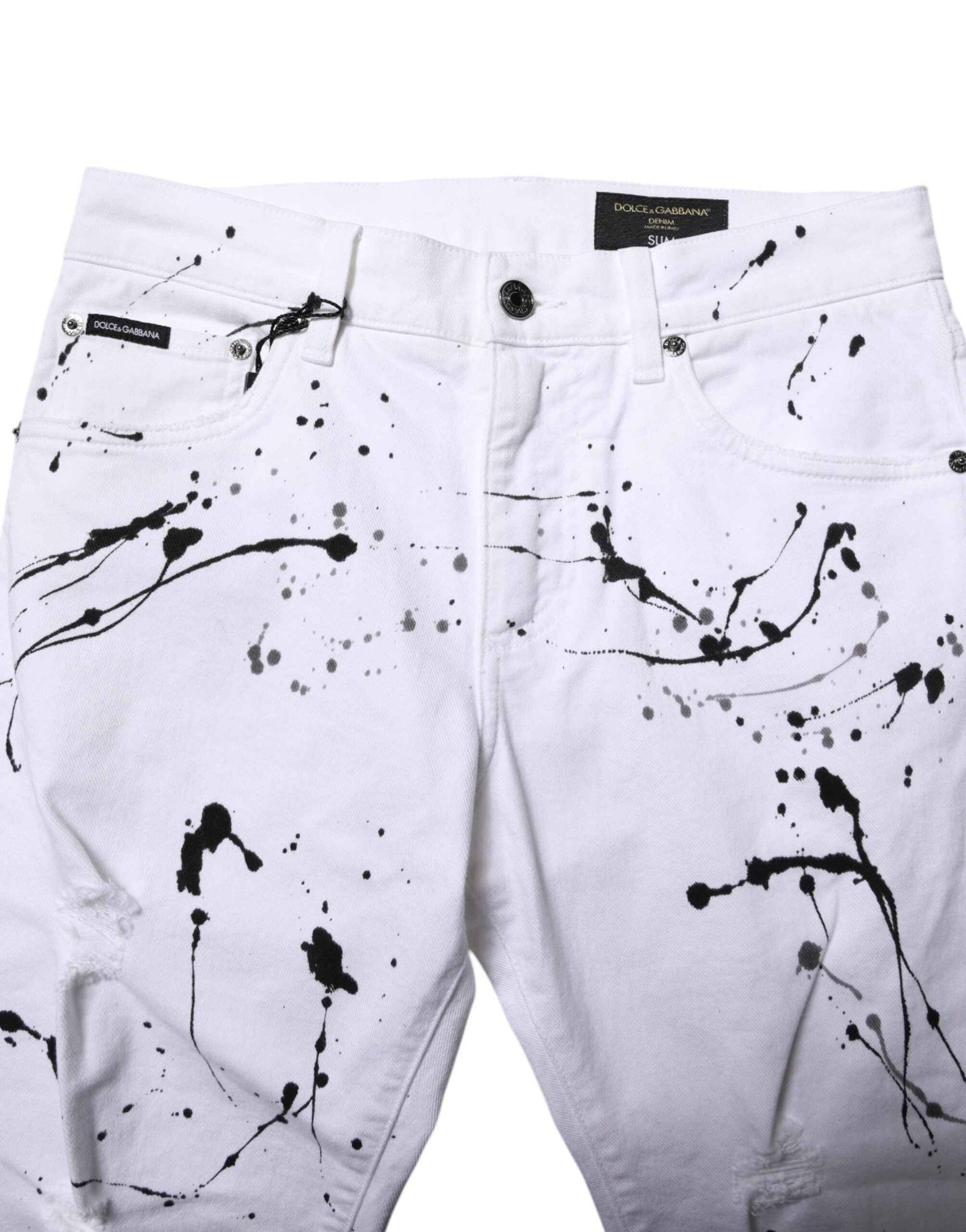 White ColorSplash Skinny Denim Jeans
