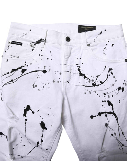 White ColorSplash Skinny Denim Jeans