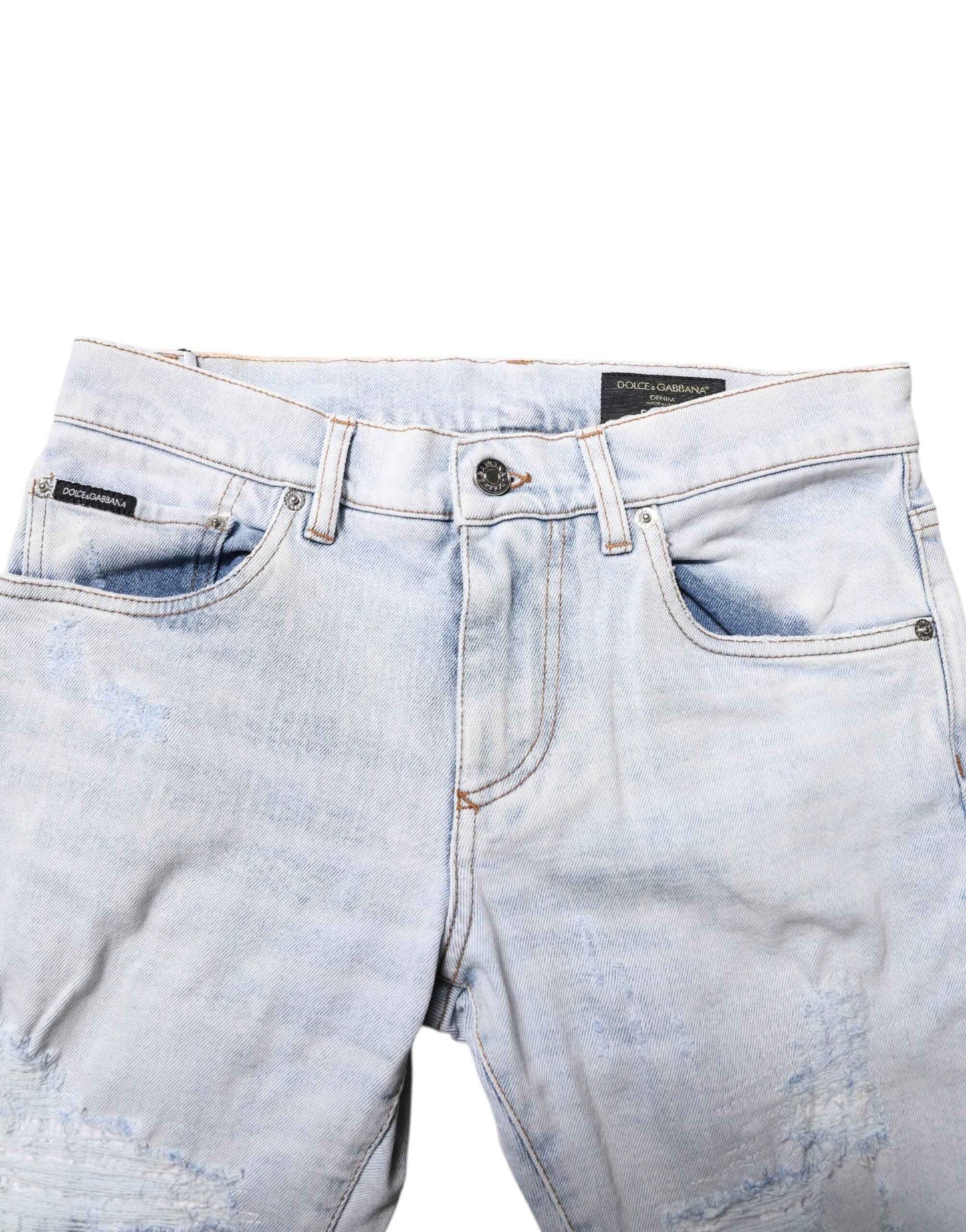 Light Blue Tattered Skinny Denim Jeans