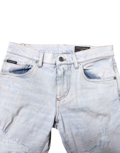 Light Blue Tattered Skinny Denim Jeans