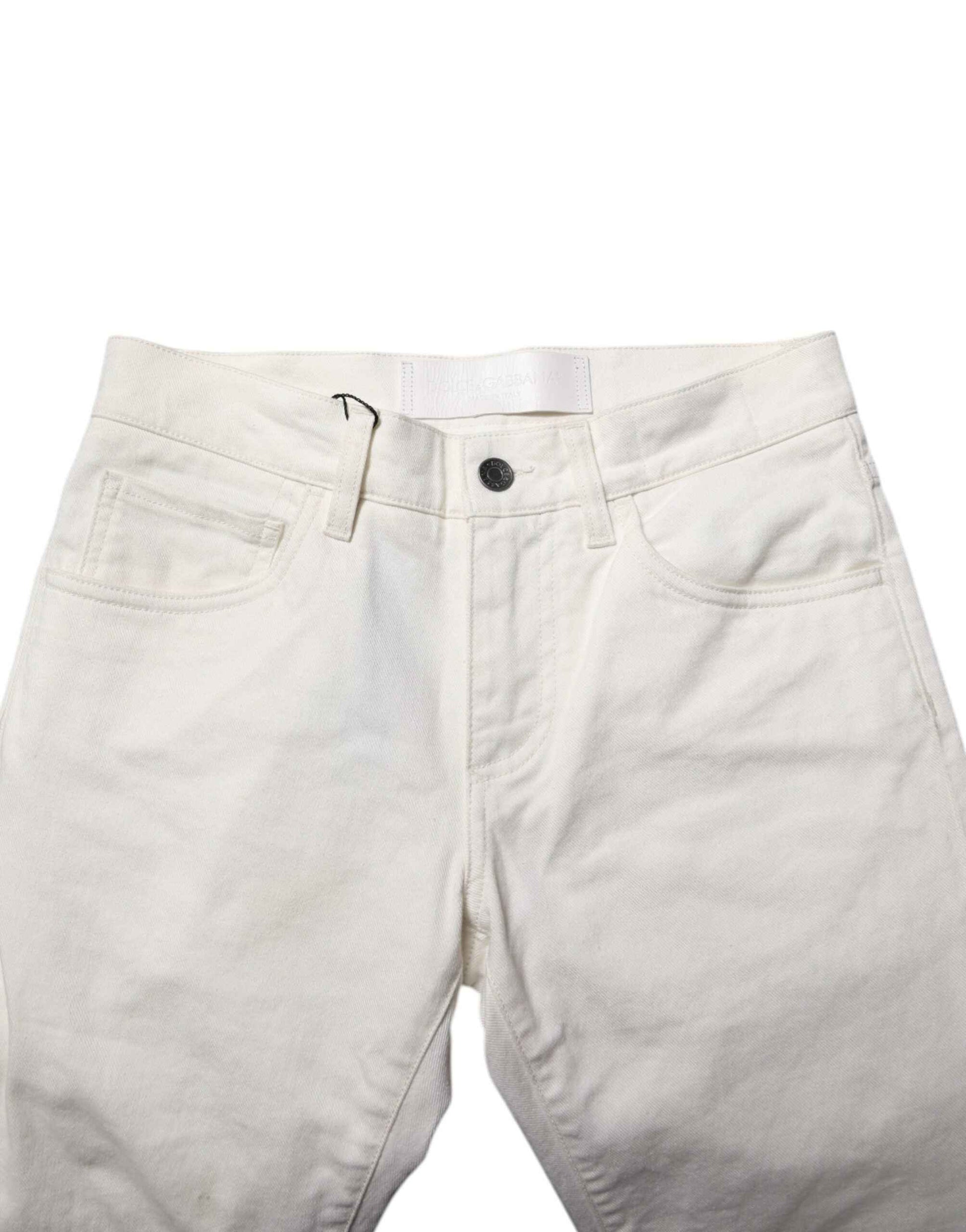 White Cotton Skinny Men Denim Jeans
