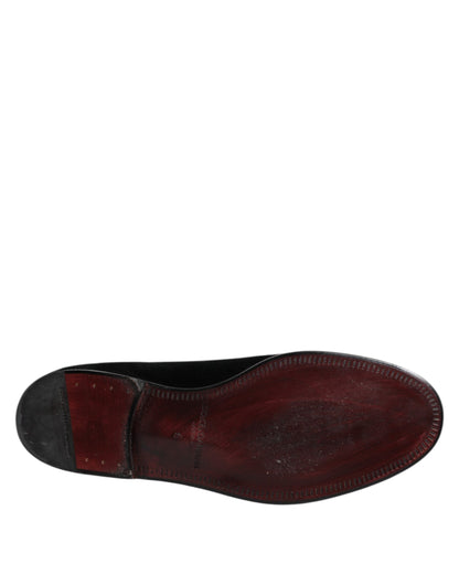 Black Velvet Slip On Loafers Formal Shoes