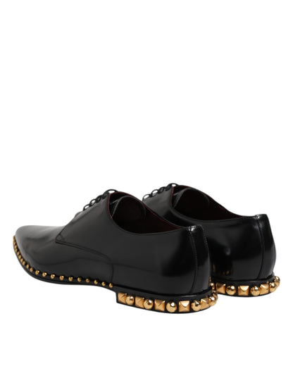 Black Leather Studded Derby Men Dress Shoes