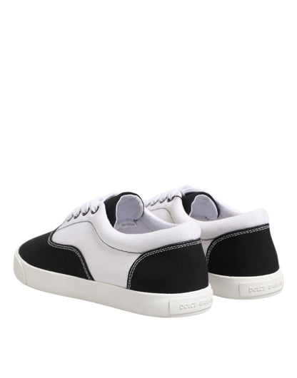 Black Cotton Canvas Lace Up Men Sneakers Shoes