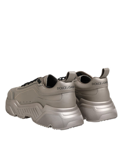 Silver DAYMASTER Leather Men Sneakers Shoes
