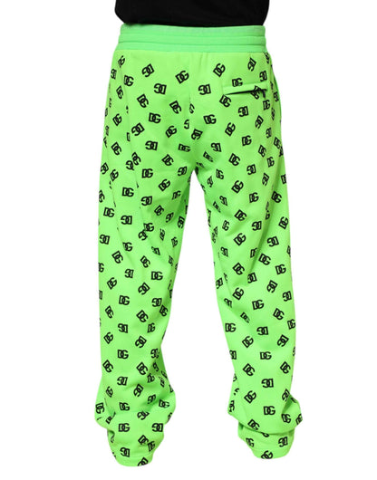 Green Logo Print Jogger Men Sweatpants Pants