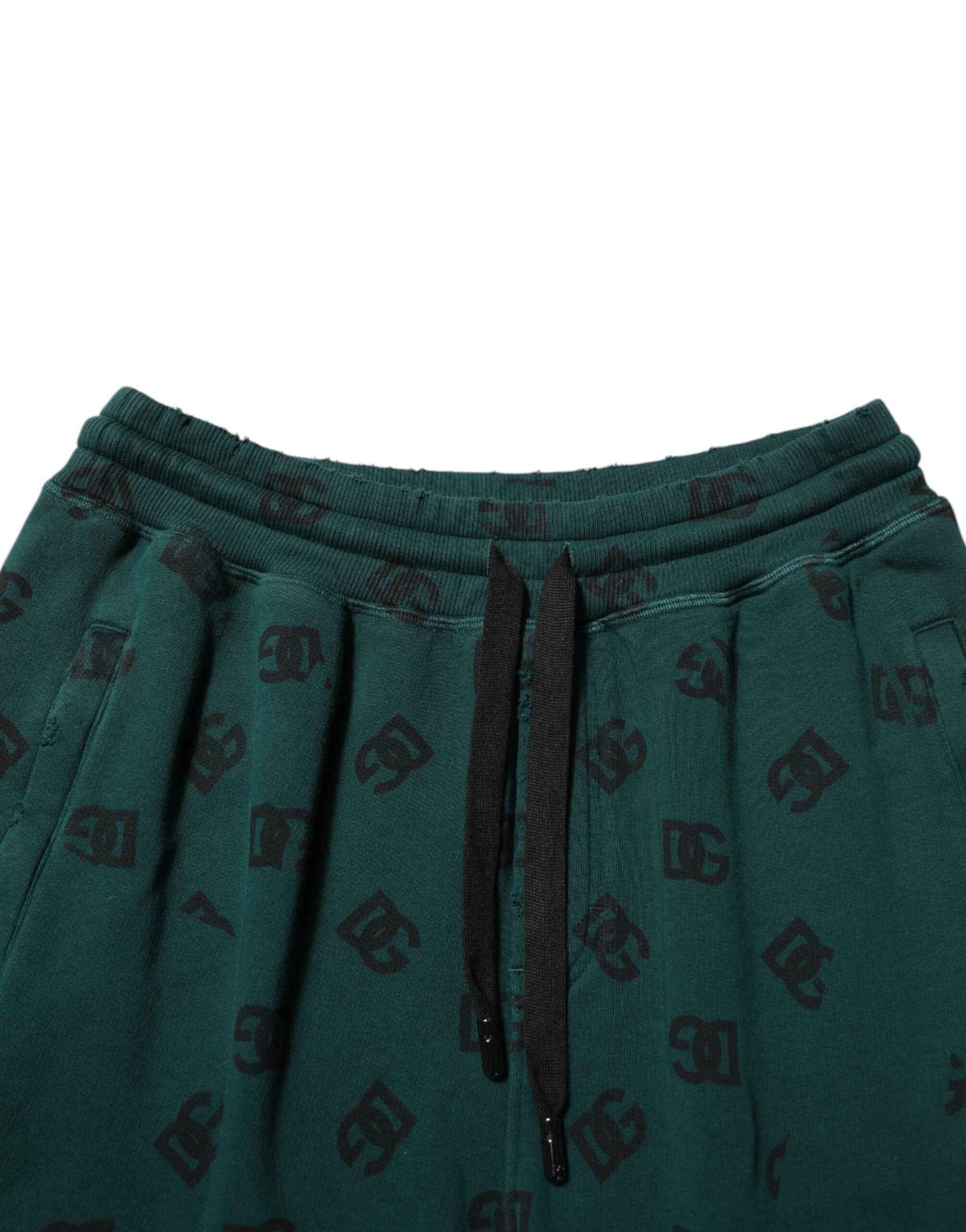 Green Logo Print Jogger Men Sweatpants Pants
