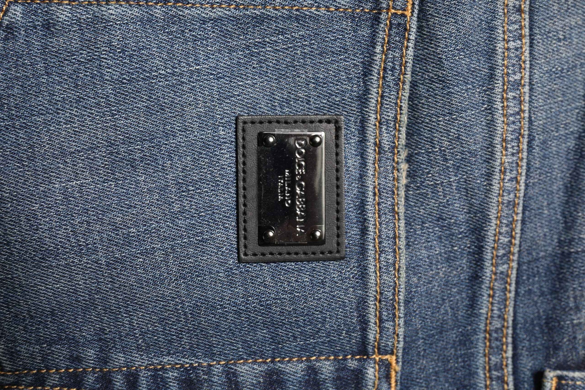 Blue Washed Skinny Logo Plaque Men Denim Jeans