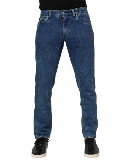 Blue Cotton Logo Plaque Denim Jeans