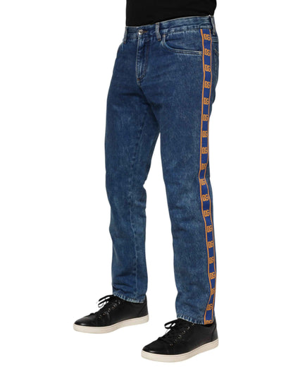 Blue Cotton Logo Plaque Denim Jeans