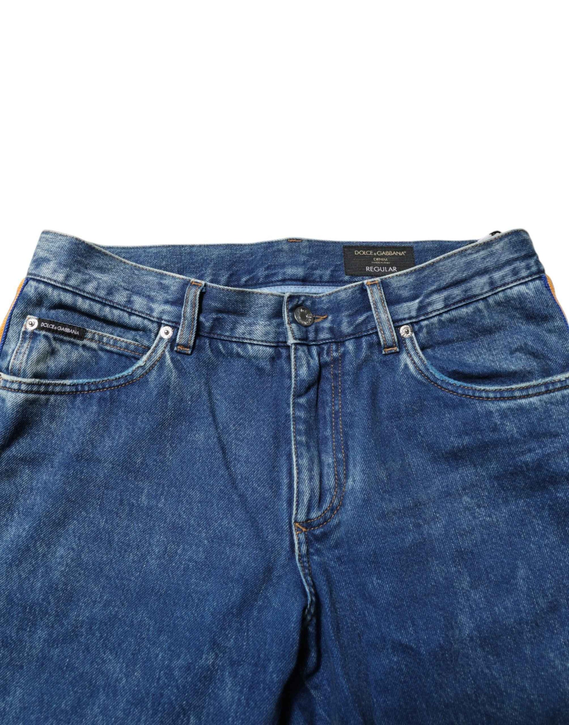 Blue Cotton Logo Plaque Denim Jeans