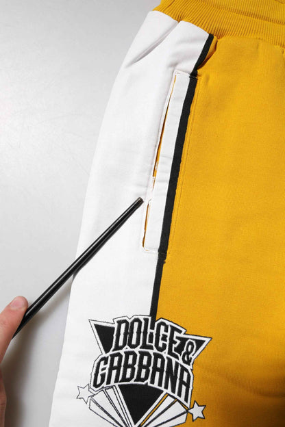 Yellow Printed Drawstring Jogger Pants