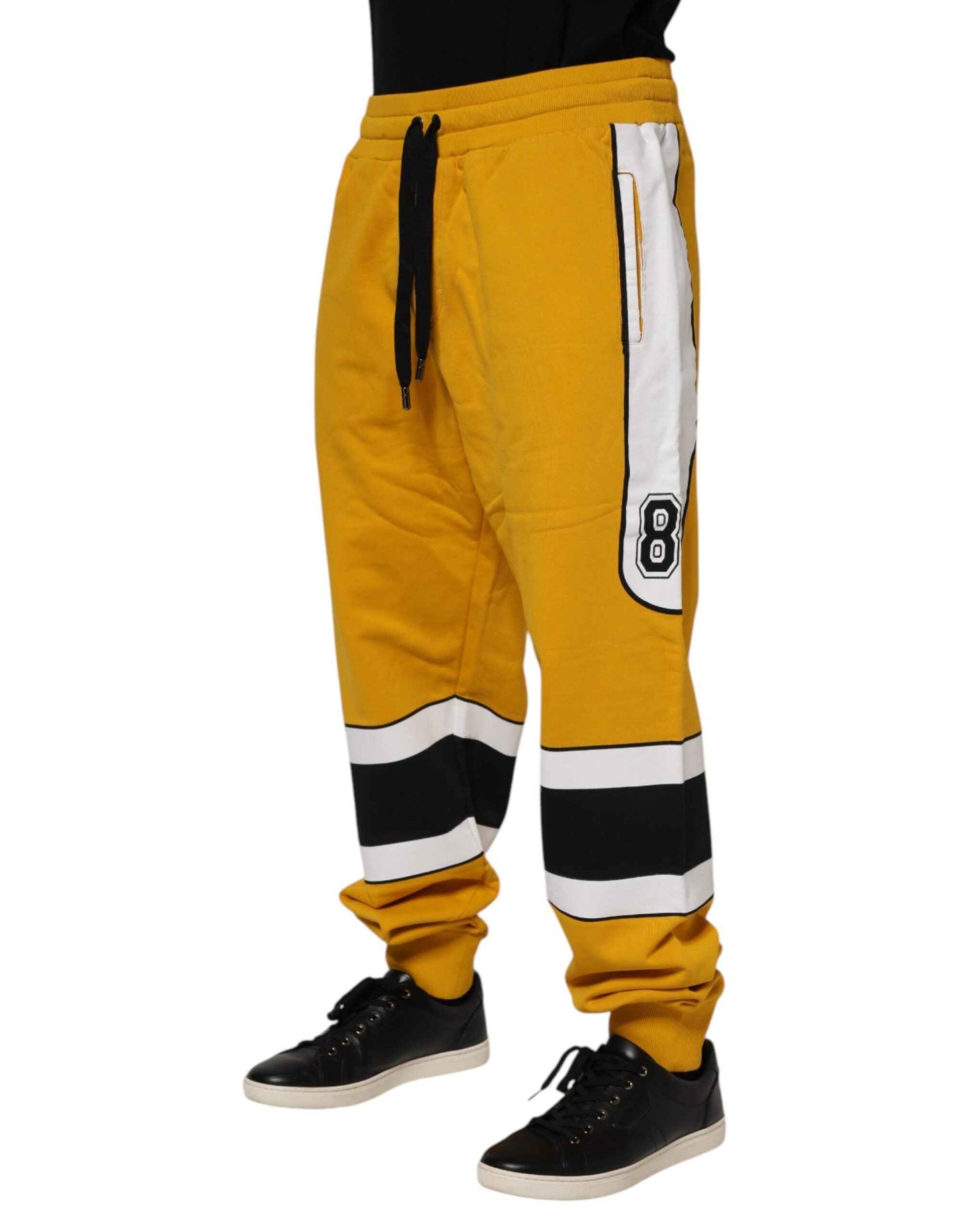 Yellow Cotton Logo Drawstring Jogger Sweatpants Pants