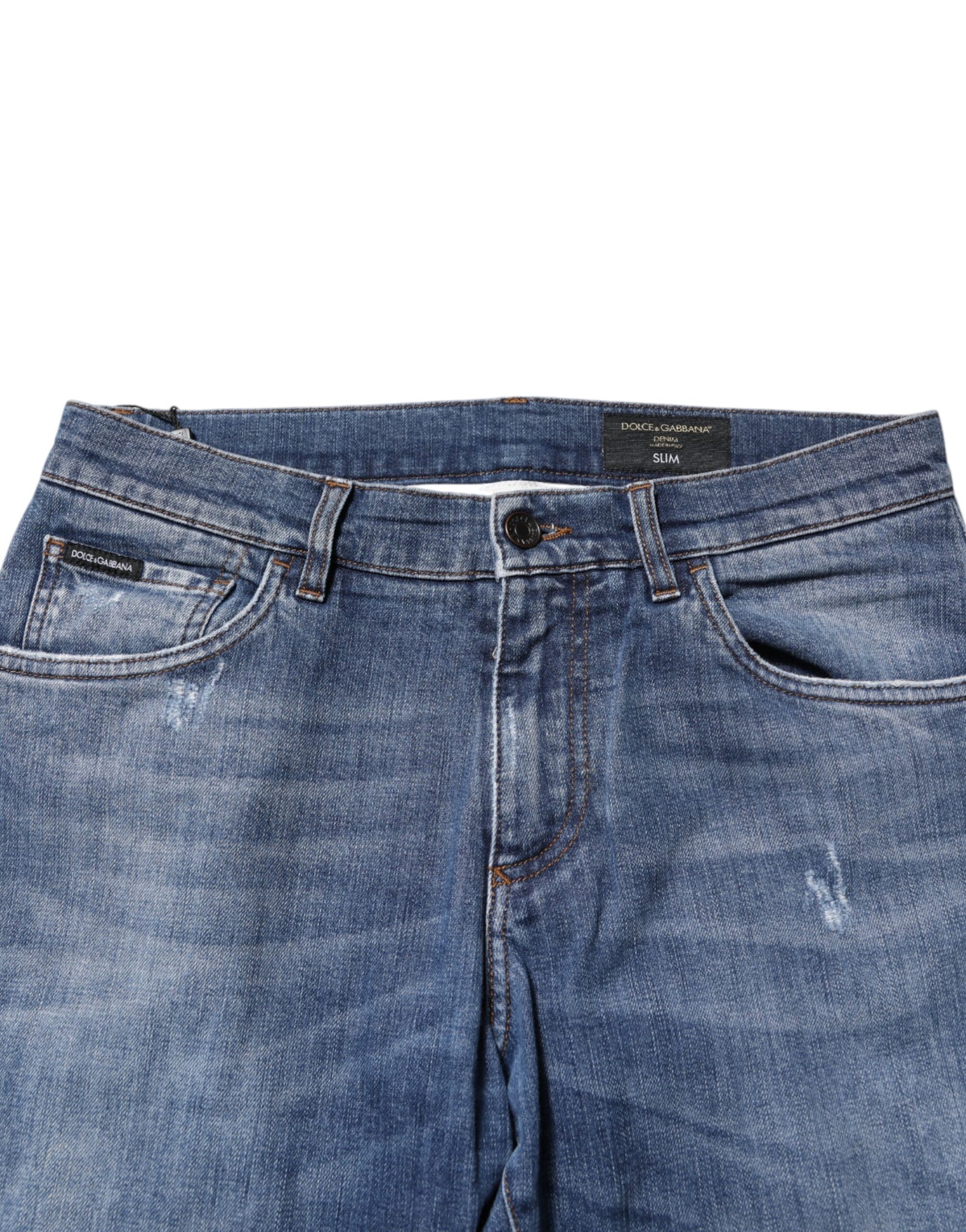 Blue Cotton Logo Plaque Denim Jeans