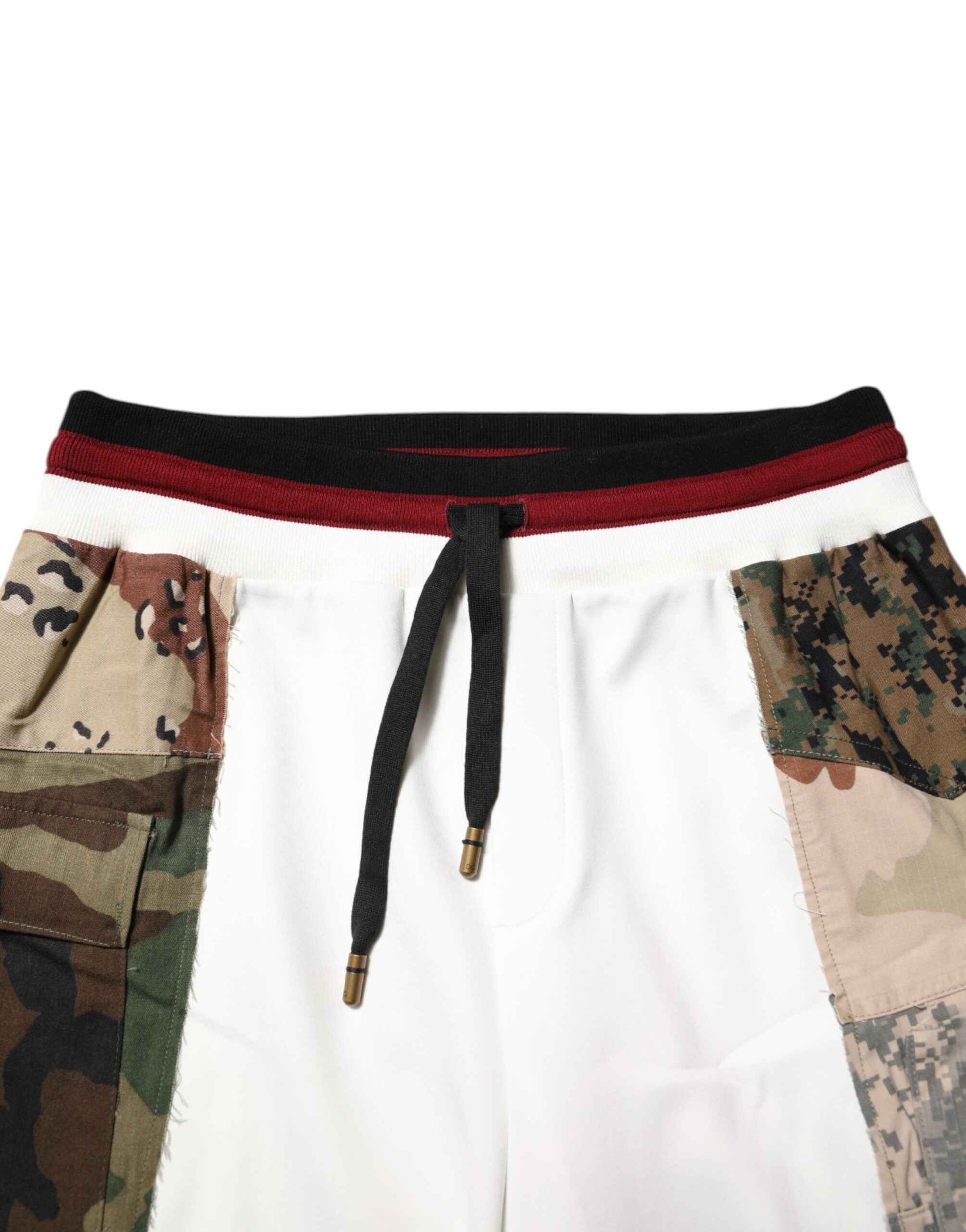 White Patchwork Mens Jogger Pants