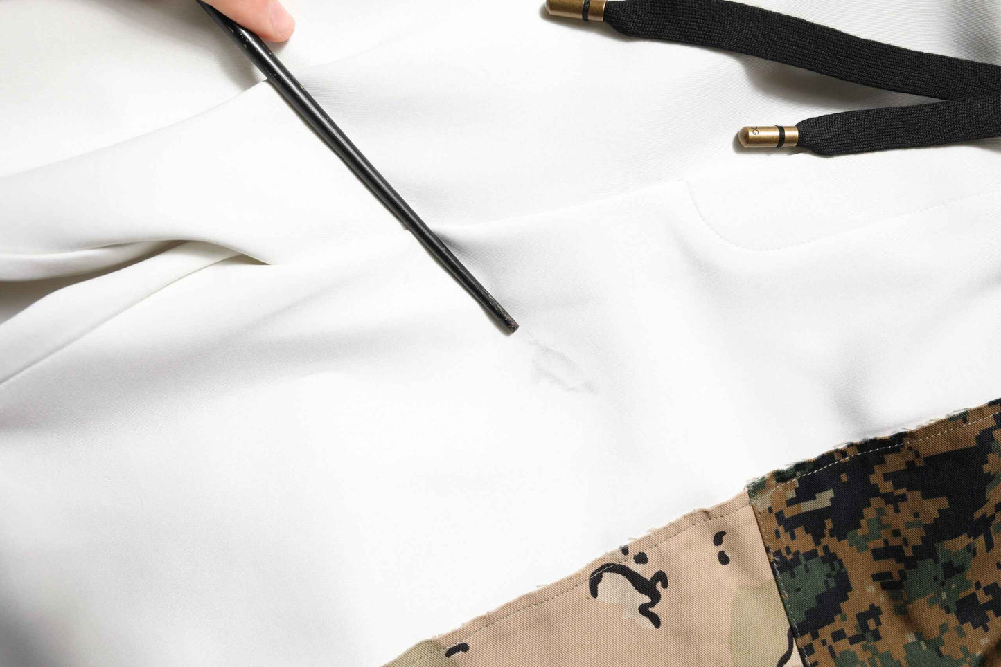 White Patchwork Mens Jogger Pants