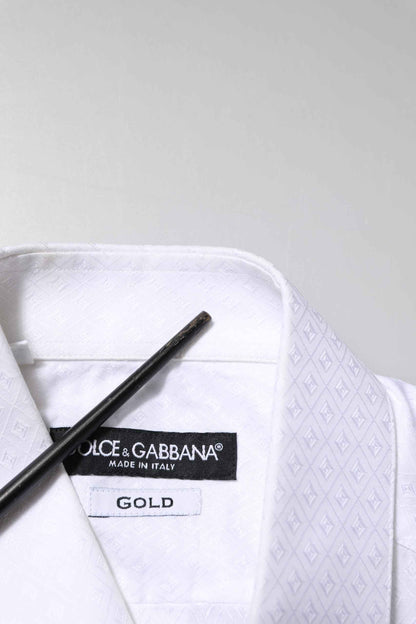 White Cotton GOLD Long Sleeves Formal Shirt