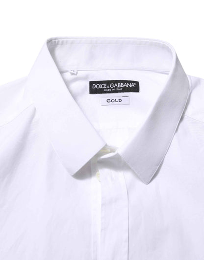 White Cotton Long Sleeves GOLD Formal Shirt
