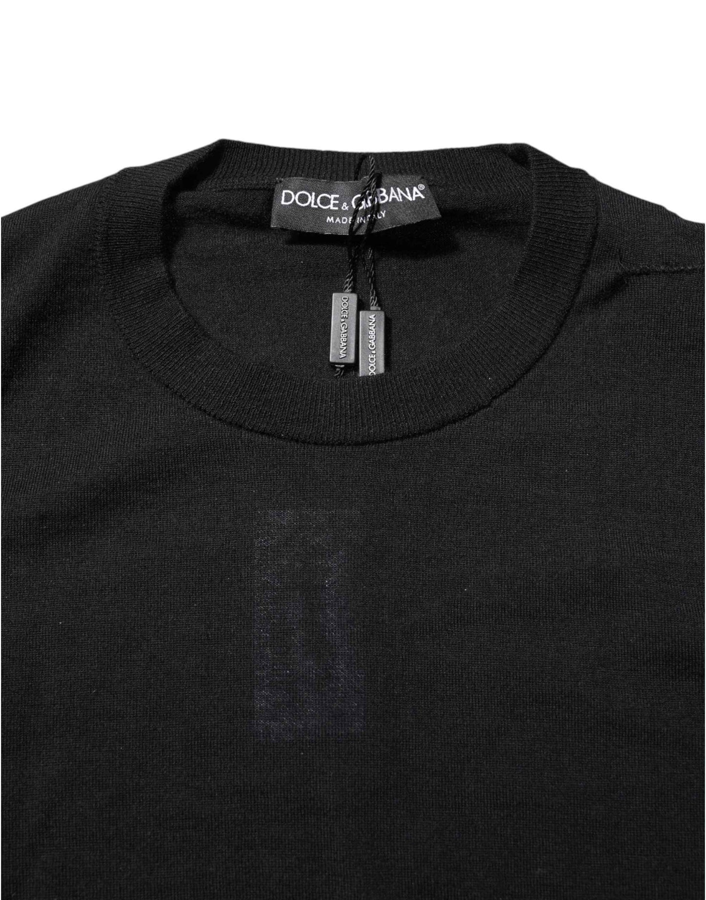 Black Cashmere Crew Neck Long Sleeves T-shirt