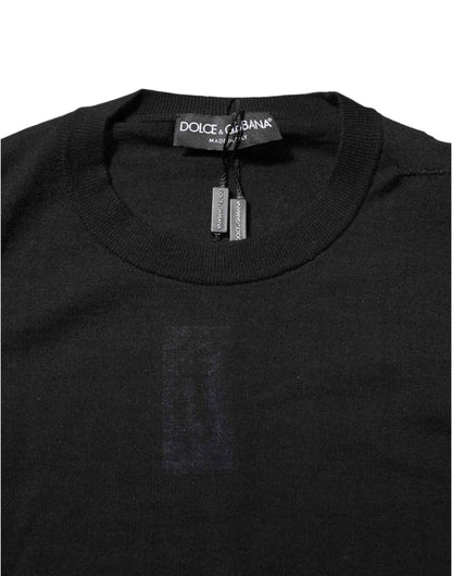 Black Cashmere Crew Neck Long Sleeves T-shirt
