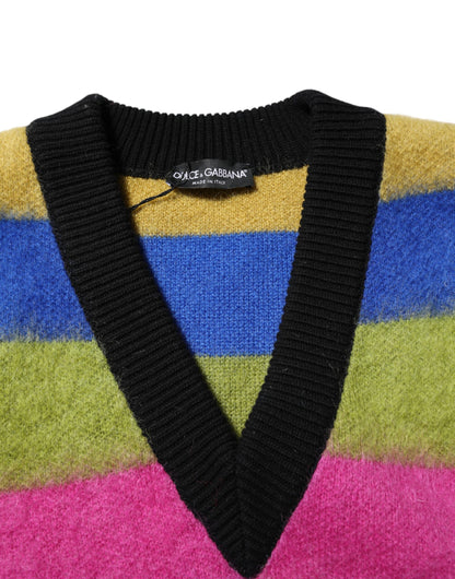 Multicolor Glitch Design Pullover Sweater