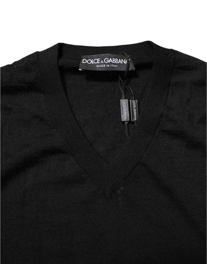 Black Cashmere Crewneck Men Pullover Sweater