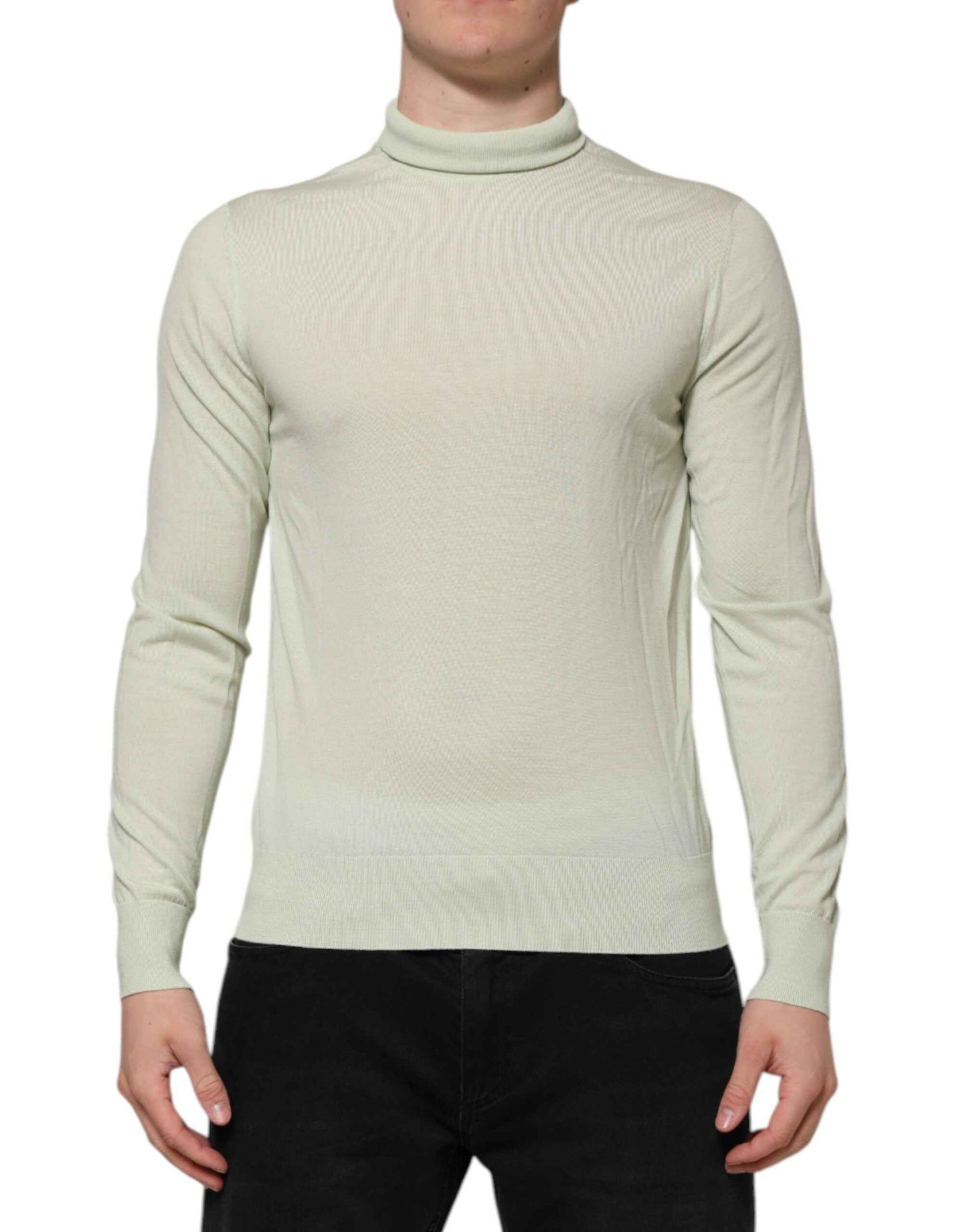 Mint Green Wool Turtleneck Pullover Sweater