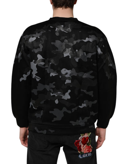 Black Camouflage Pullover Sweatshirt Sweater