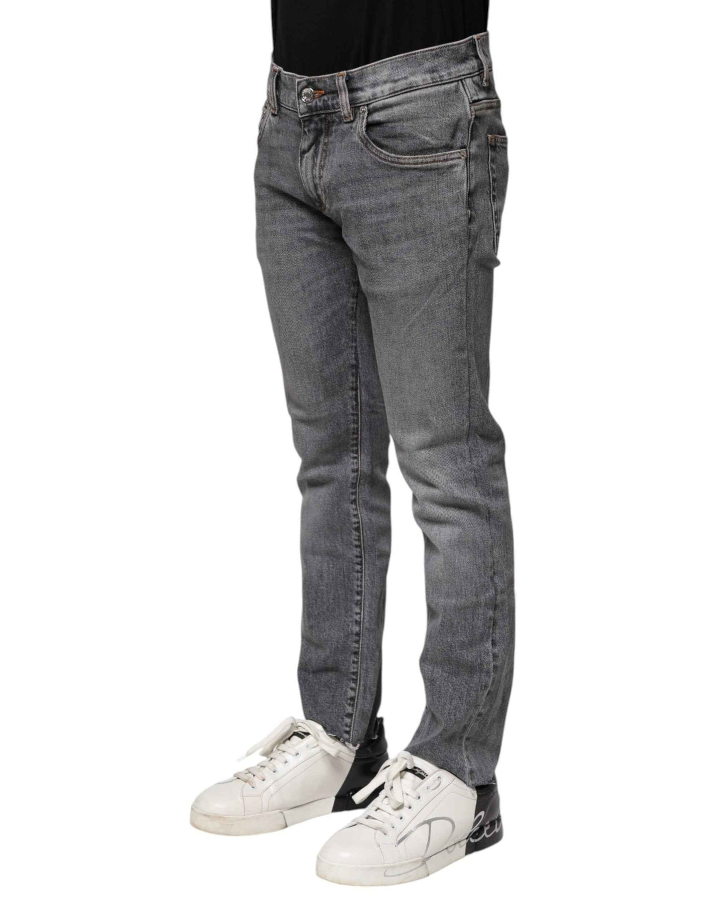 Gray Cotton Skinny Men Denim Trouser Jeans