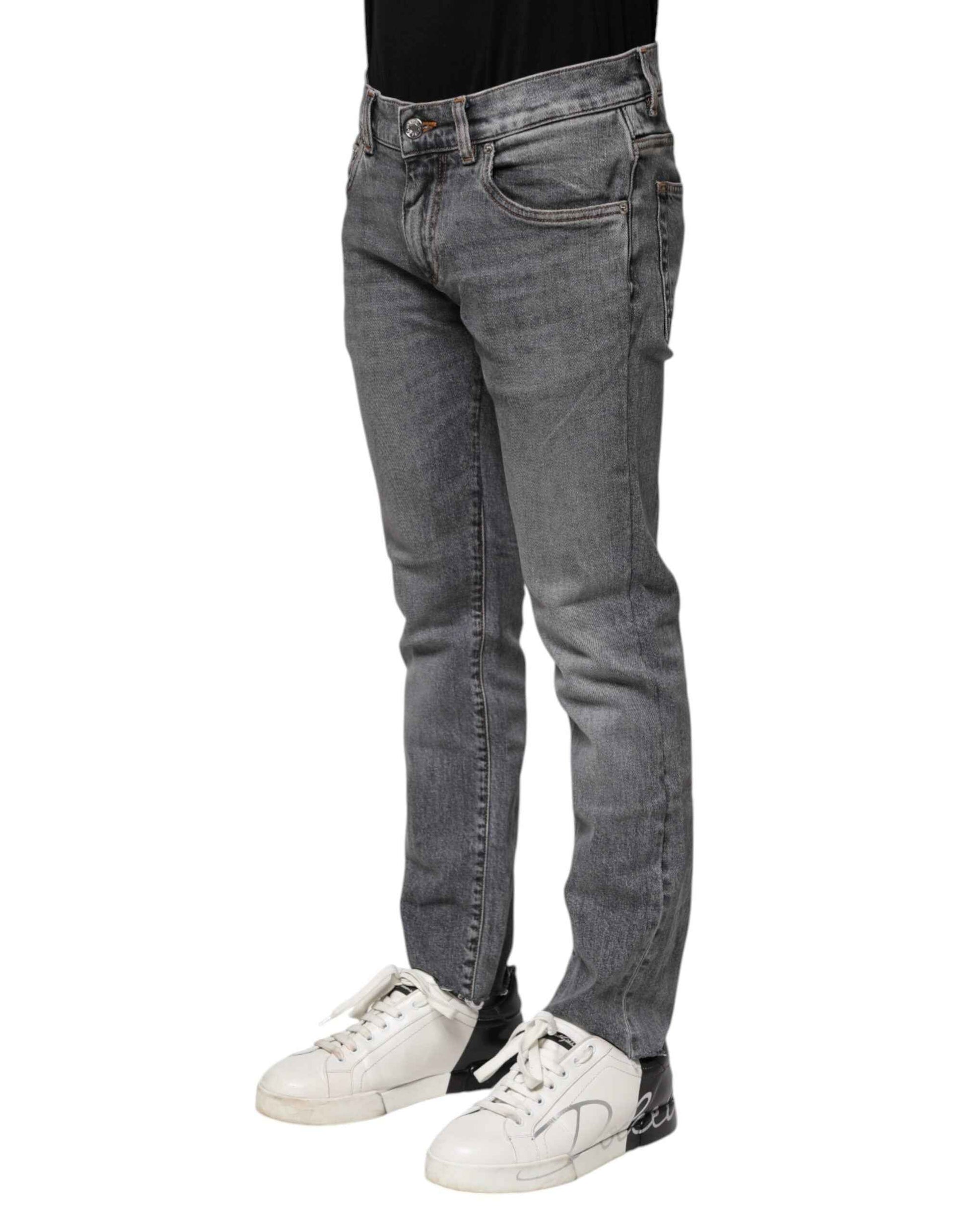 Gray Cotton Skinny Men Denim Trouser Jeans