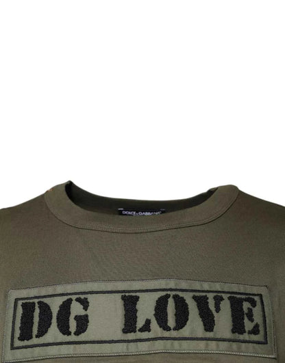 Army Green DG Love Cotton Crew Neck T-shirt