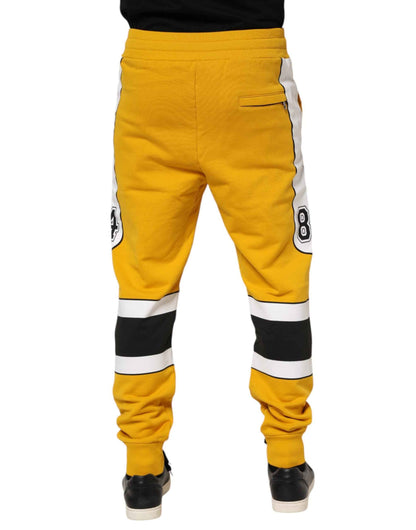 Yellow Cotton Printed Sweatpants Jogger Pants