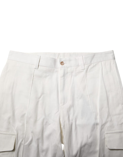 White Cotton Jogger Cargo Skinny Men Pants