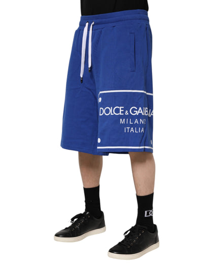 Blue Logo Cotton Bermuda Sweatshorts Shorts