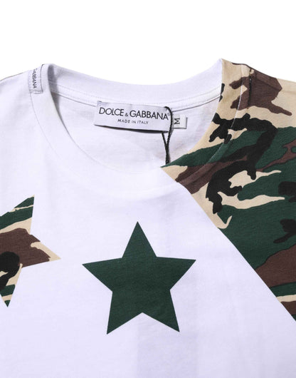 White Camouflage Cotton Men Crew Neck T-shirt