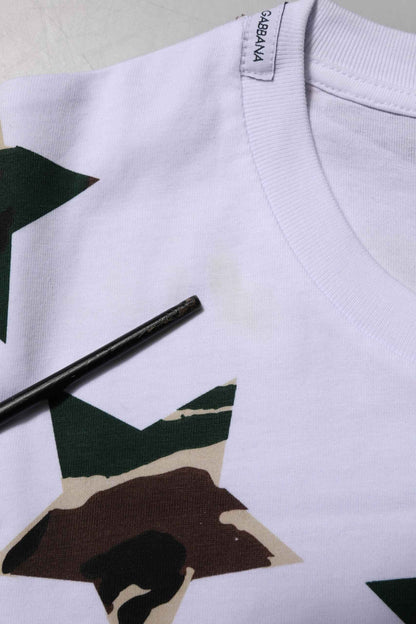 White Camouflage Cotton Men Crew Neck T-shirt
