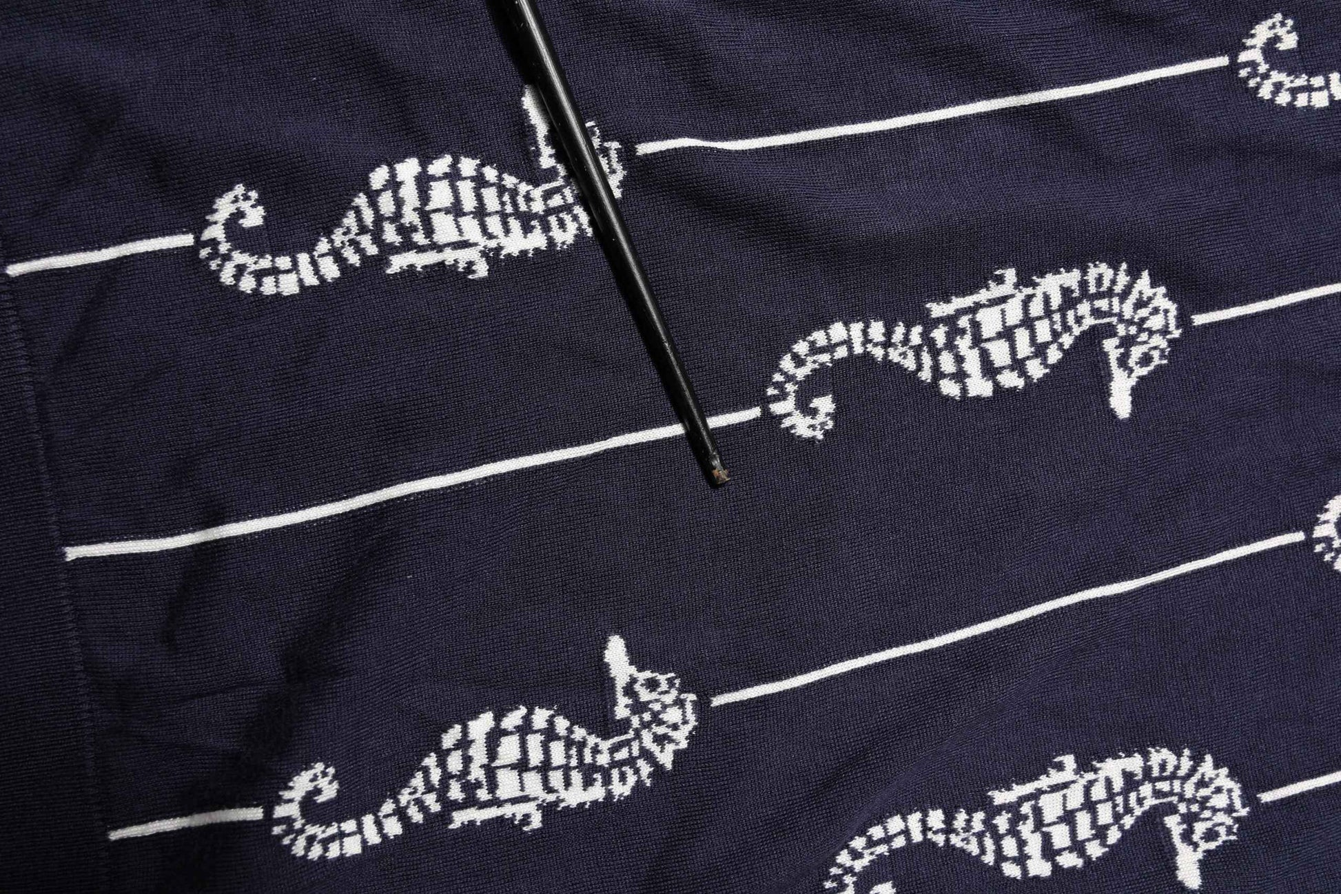 Dark Blue Sea Horse Collared Polo T-shirt