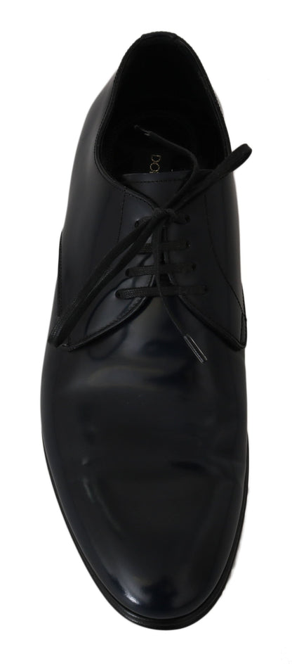Blue Leather Dress Derby Formal Mens Shoes Dolce & Gabbana