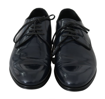 Blue Leather Dress Derby Formal Mens Shoes Dolce & Gabbana