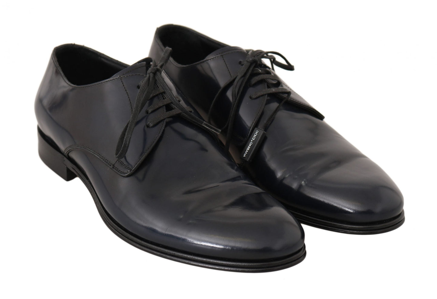Blue Leather Dress Derby Formal Mens Shoes Dolce & Gabbana