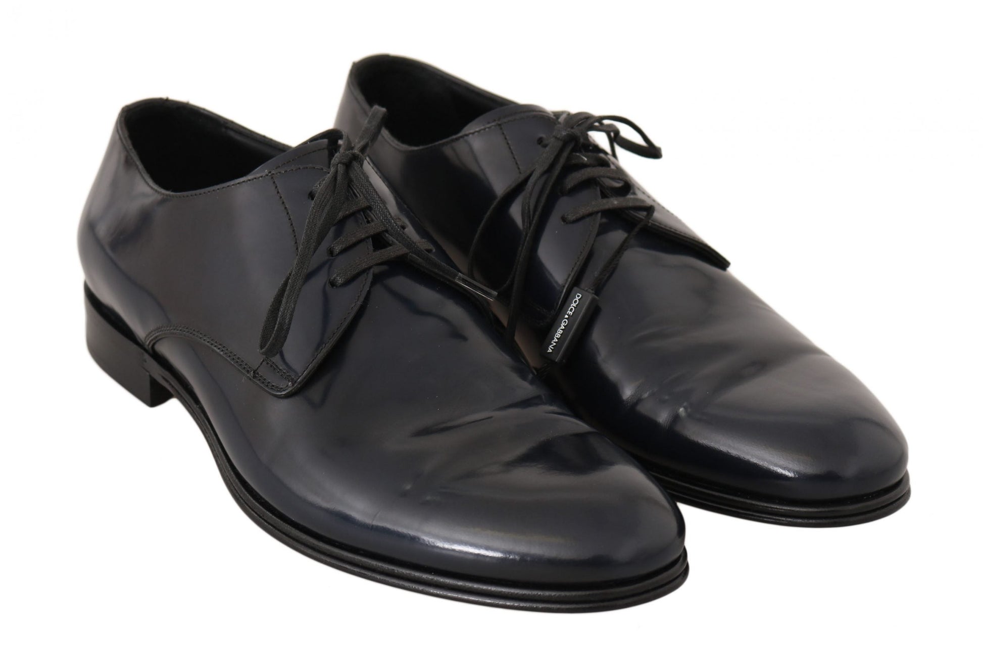 Blue Leather Dress Derby Formal Mens Shoes Dolce & Gabbana