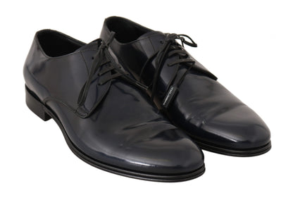 Blue Leather Dress Derby Formal Mens Shoes Dolce & Gabbana