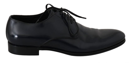 Blue Leather Dress Derby Formal Mens Shoes Dolce & Gabbana