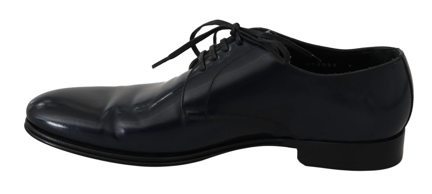 Blue Leather Dress Derby Formal Mens Shoes Dolce & Gabbana
