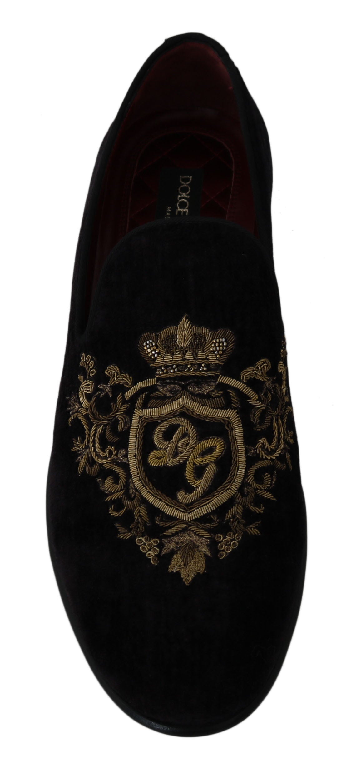 Loafers Black Velvet Gold Crown Dolce & Gabbana