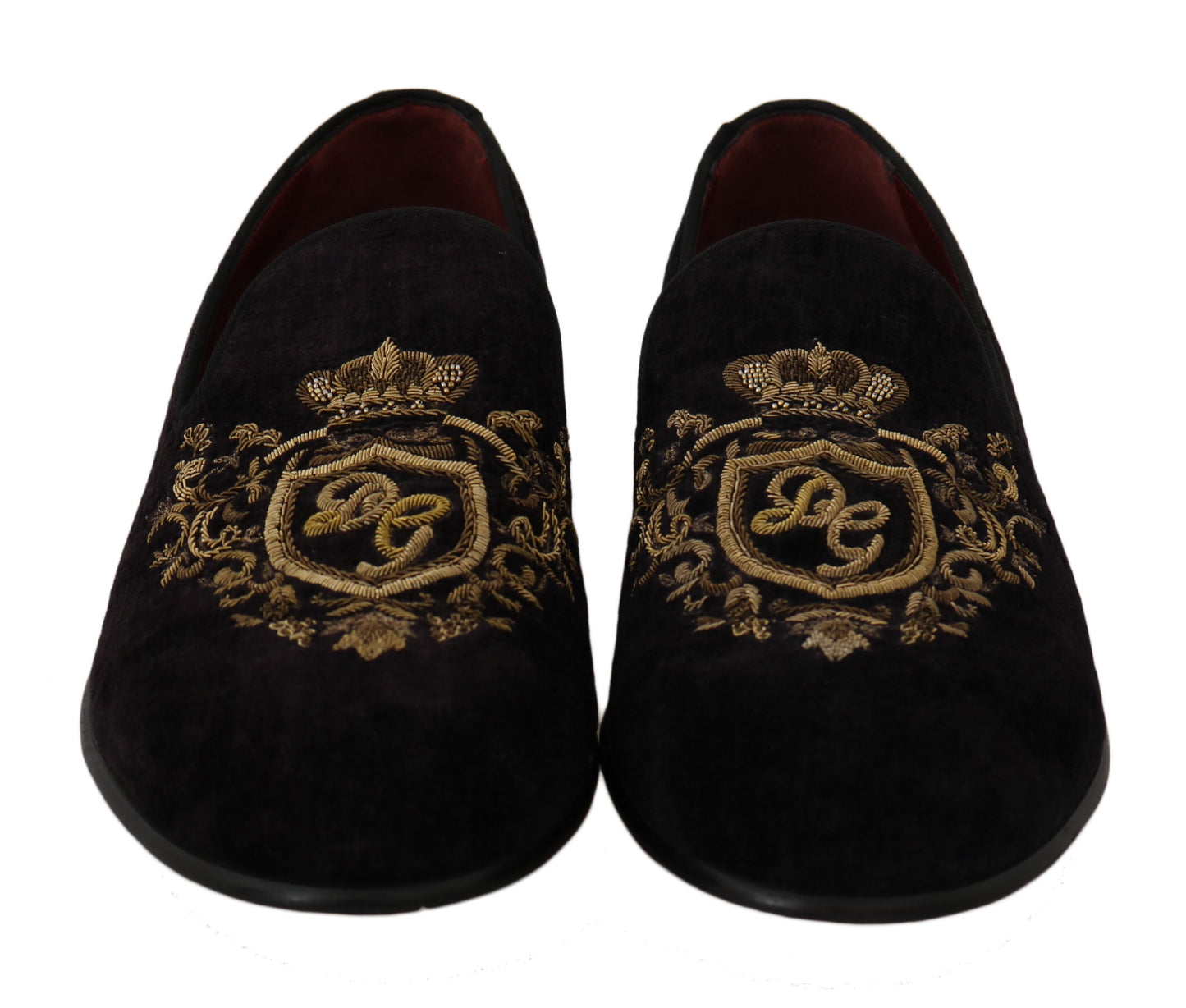 Loafers Black Velvet Gold Crown Dolce & Gabbana