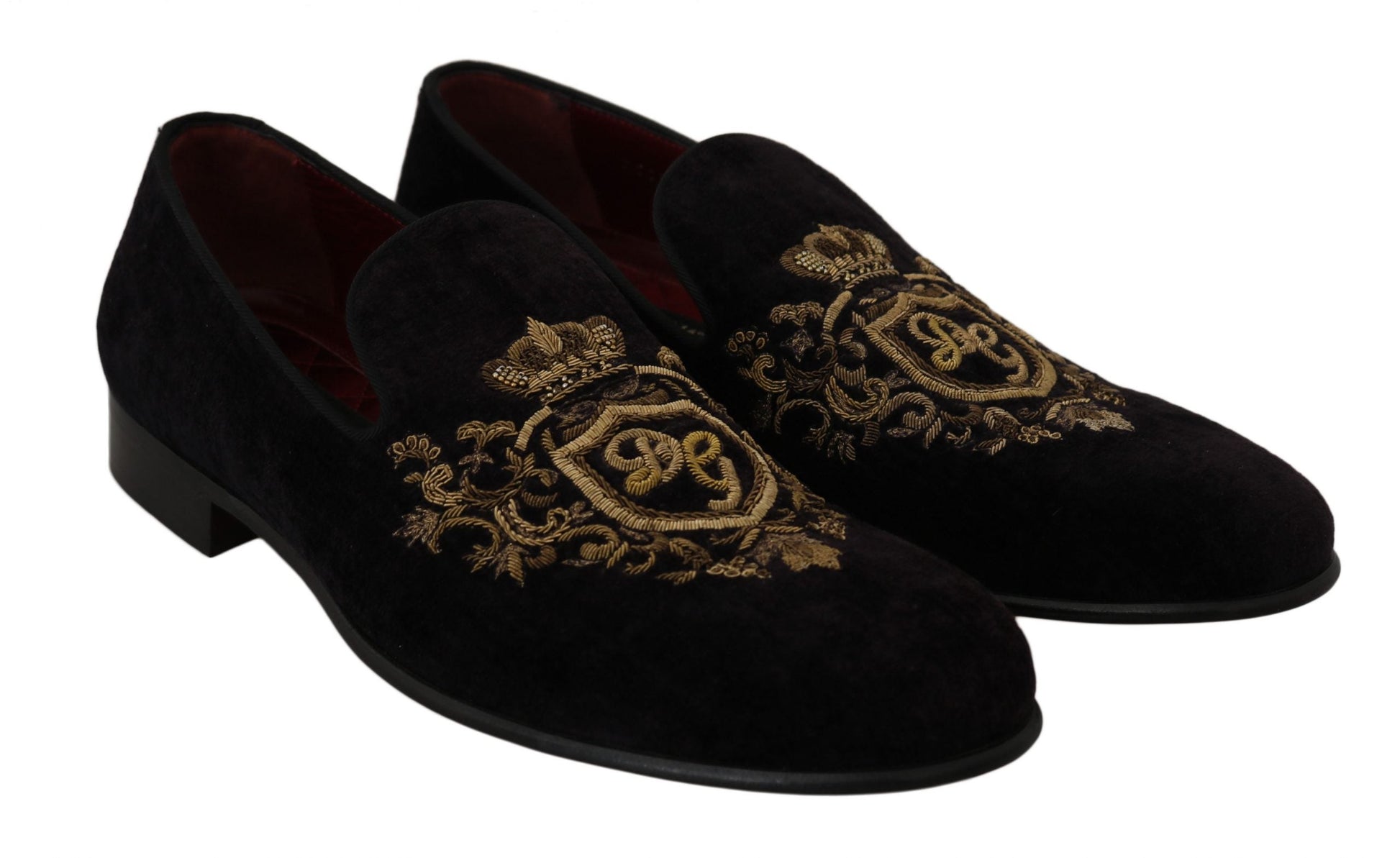 Loafers Black Velvet Gold Crown Dolce & Gabbana