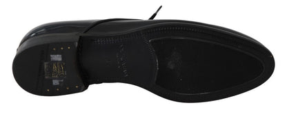 Blue Leather Polished Dress Derby Shoes Dolce & Gabbana
